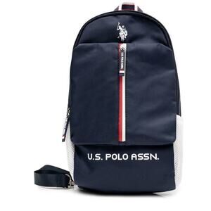 U.S. Polo Assn. Sling Pack Red White Stripe Navy Blue Padded Strap Zip Unisex